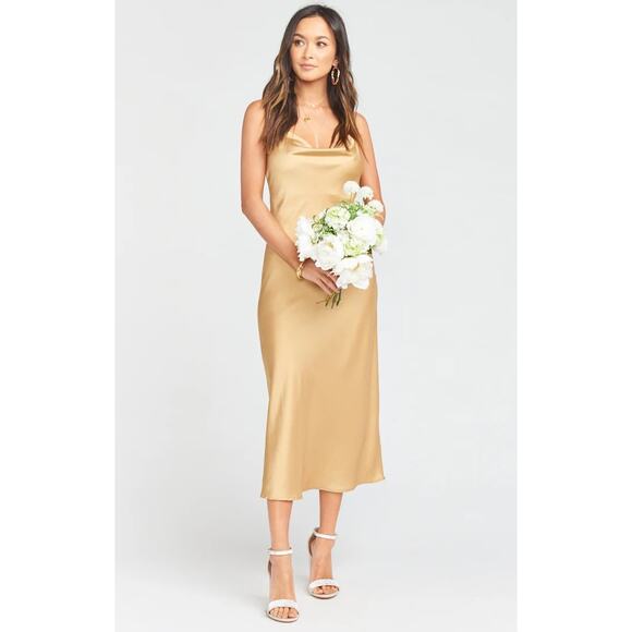 Show Me Your Mumu Verona Midi Slip Dress L Cowl Spaghetti Cross Back Sleeveless - Picture 1 of 7